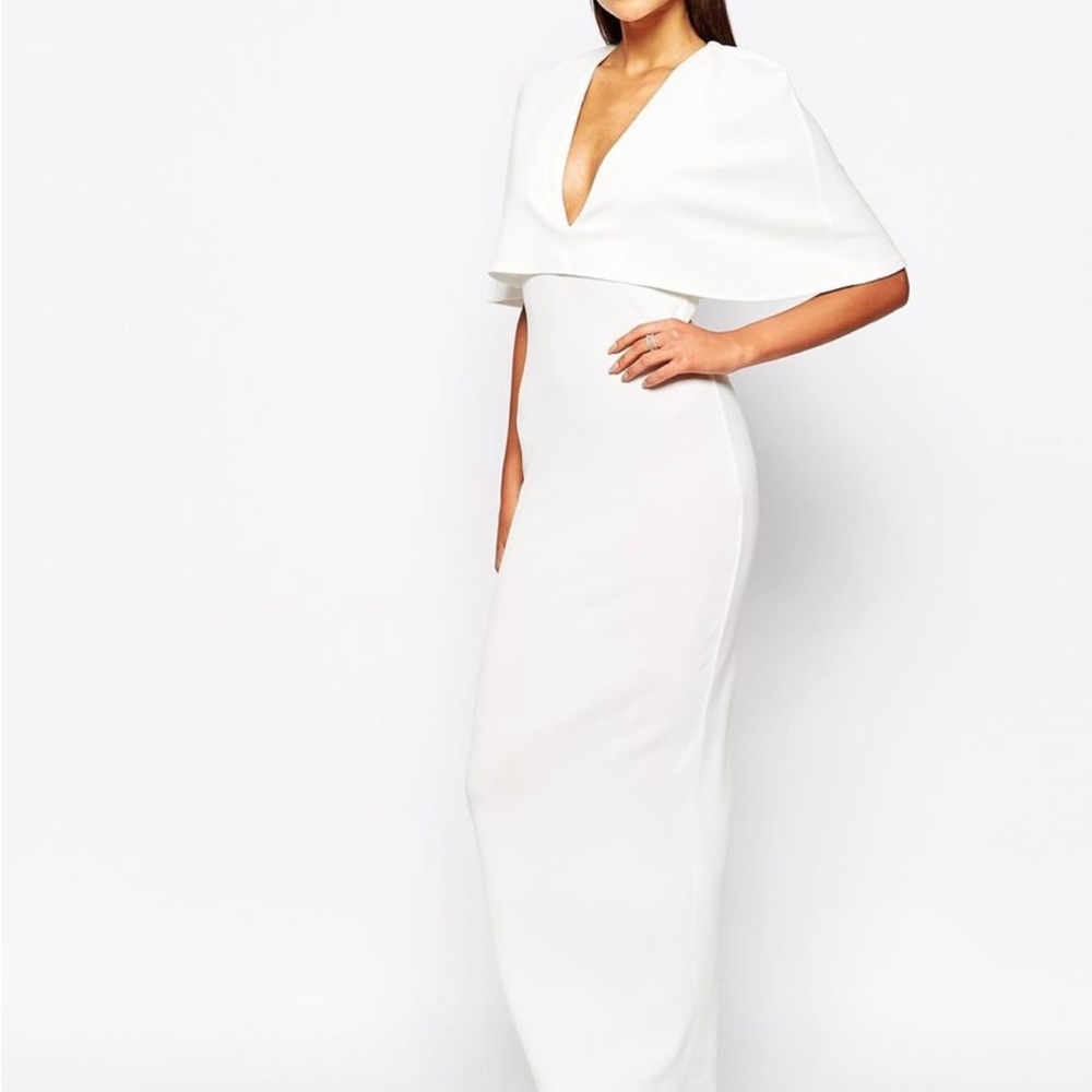 Club L White Cape Overlay White Maxi dress. New